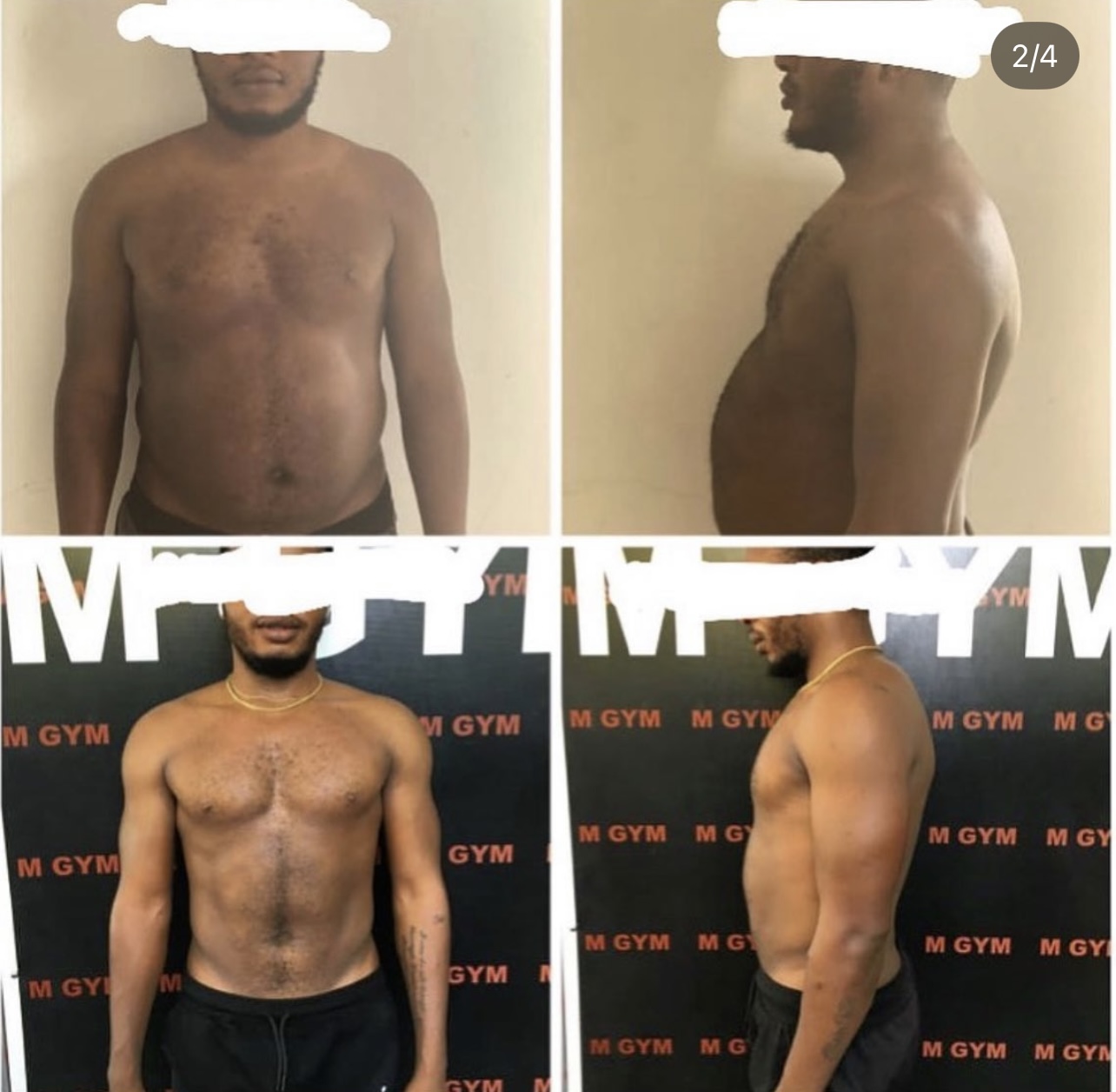 Male client before and after transformation
