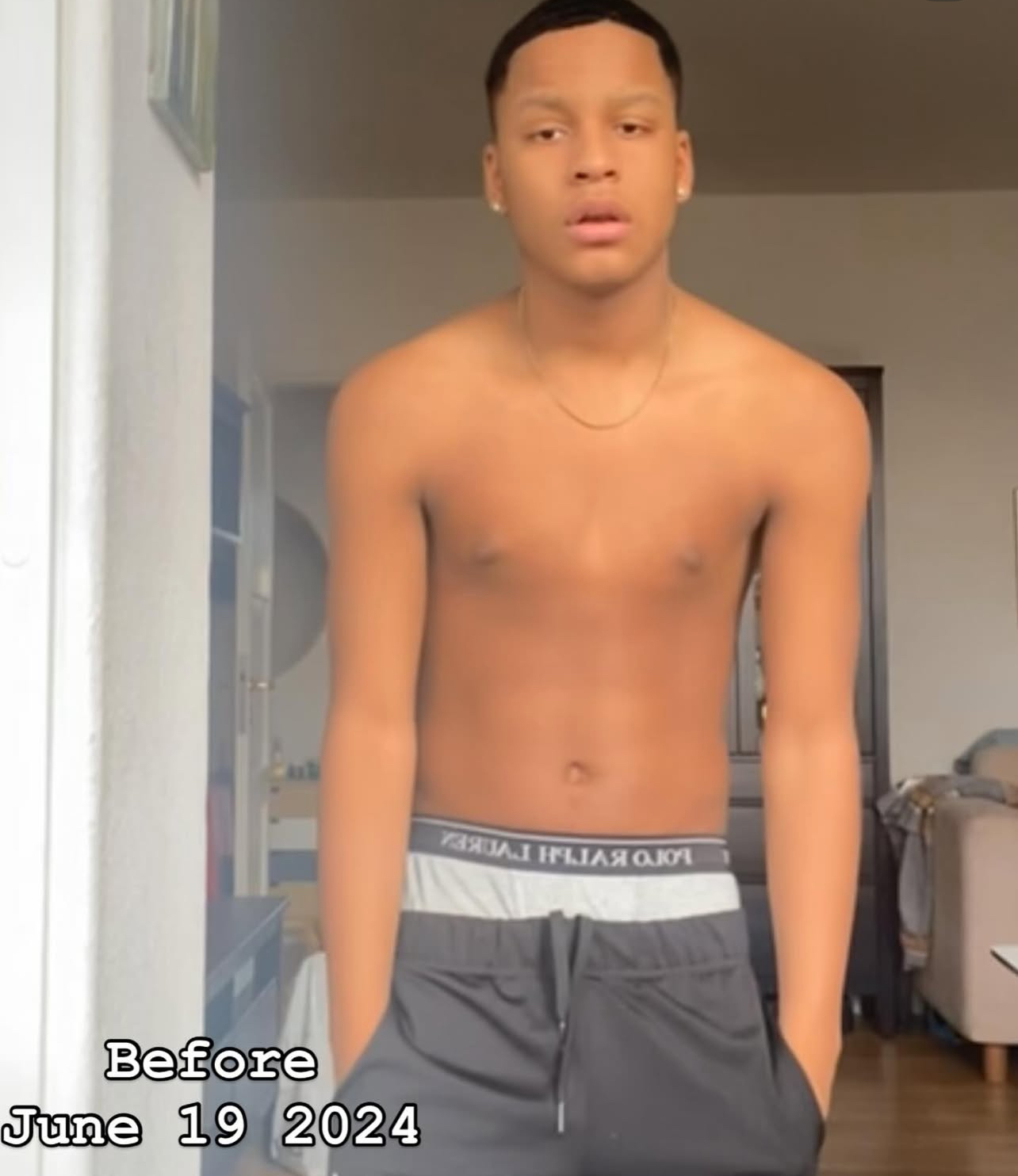 Male client starting transformation June 2024